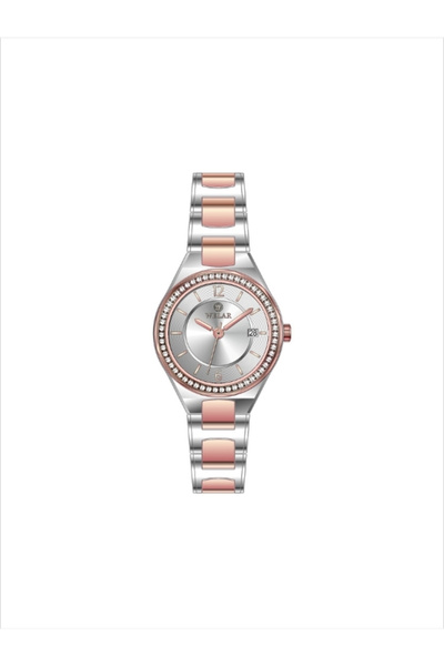 Welar WEL2403-BZ04 ساعة يد نسائية من الفولاذ المقاوم للصدأ باللون الذهبي الوردي