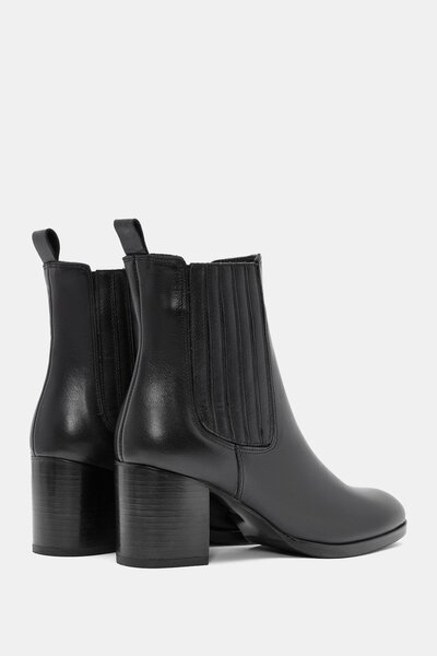 Bestyle Villa Kadın Siyah Gerçek Deri Topuklu Klasik Bot