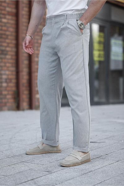 Madmext Gray Relaxed Fit Men's Fabric Trousers E6577