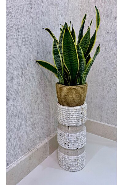 Dekor Ev Dekorasyon Aksesuar ,Büyük Boy Doğal Mermer Saksı 45cm ,Vazo