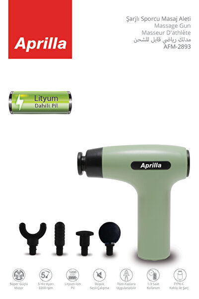 Aprilla Afm-2893 Şarjlı Sporcu Masaj Aleti Yeşil