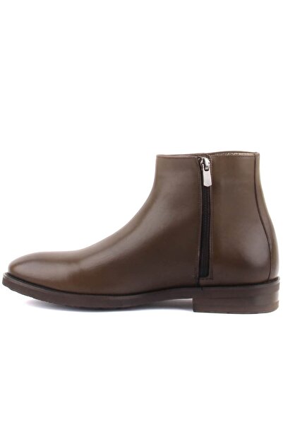 SailLakers - Καφέ δερμάτινες ανδρικές μπότες Eva Sole με φερμουάρ 102-3513-115584