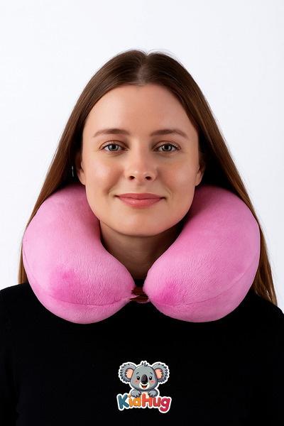 KidHug Pernă de pluș pentru gât pentru bătrâni, cu valiză rigidă din silicon ...