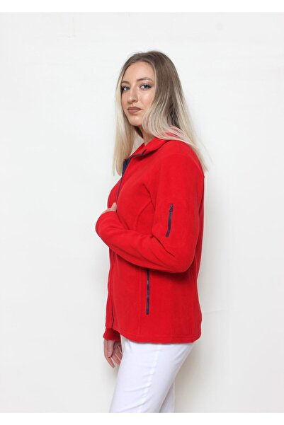Cottoncool Women's Red Fleece Cardigan