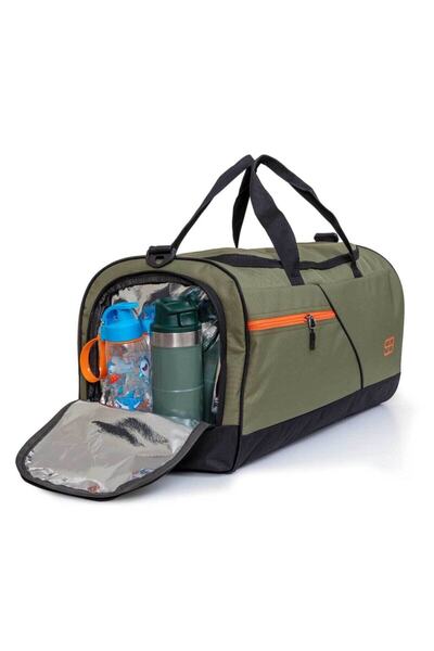 Solo Bag Geantă de fitness și călătorie sport unisex kaki de dimensiuni mari, cu termos pentru ochi pentru pantofi