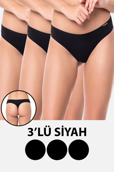 BRAINWEAR Women's 3 Pack Lycra Cotton Thong
