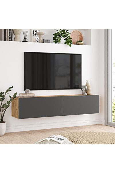 Yurupa Aven Tv Ünitesi Tv Sehpası Kapaklı 140cm Çam-Antrasit AVE10-AA