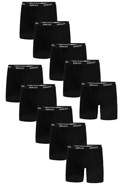 don joy سروال بوكسر أسود طويل الساق من القطن الممشط للرجال مكون من 10 قطع