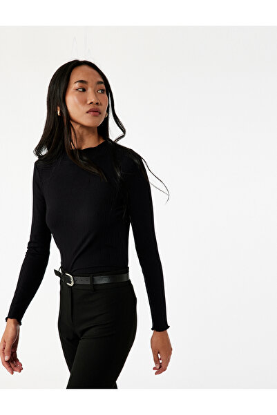 Koton Μπλουζάκι με μακρυμάνικο γιακά με λεπτή εφαρμογή Camisole Viscose