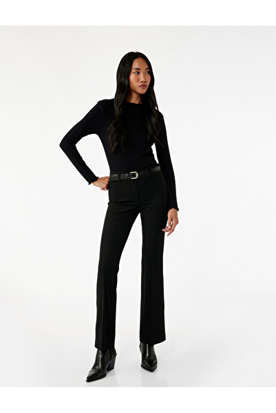 Koton Μπλουζάκι με μακρυμάνικο γιακά με λεπτή εφαρμογή Camisole Viscose