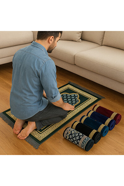 OBRNHOMEN 5 Pcs Velvet Prayer Mat 400 Gr Soft Textured Quality Stylish Design Gift & Daily Use