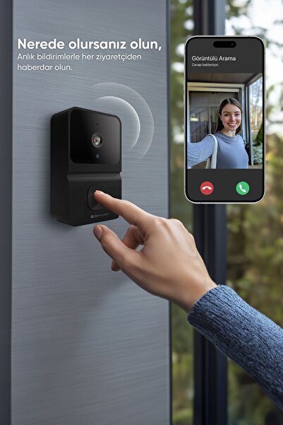 Şımart Akıllı Kapı Zili Wi-fi Kontrollü, Gece Görüş, Ses Gönderme Ve Alma