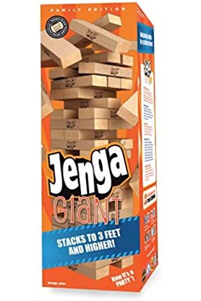 Jenga Giant Family Hardwood Game (Can Stack 3+'. Ages 6+)