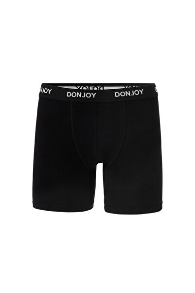 don joy Pánské černé boxerky z česané bavlny s dlouhými nohavicemi a elastickým pasem, 5 kusů v balení