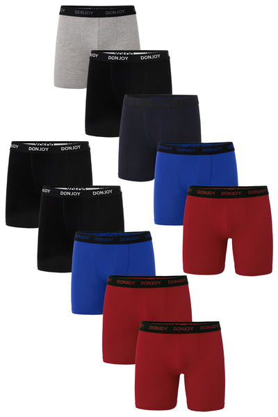 don joy سروال بوكسر رجالي من القطن الممشط بطول 10 قطع وخصر مطاطي