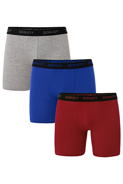 don joy Erkek 3'lü Penye Pamuklu Uzun Paça Beli Lastikli Boxer