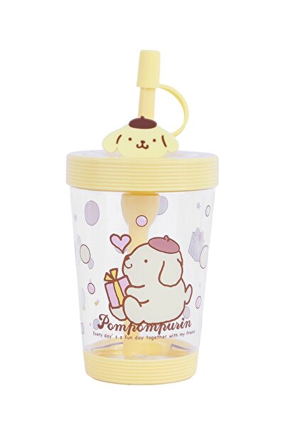 Miniso Sanrio Lisanslı Pipetli Plastik Şişe (535ml) - Sarı