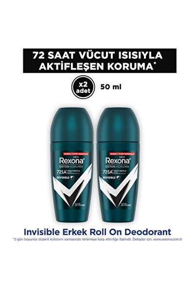 Rexona Üstün Koruma Erkek Roll On Deodorant Invisible 72 Saat Kesintisiz Koruma 50 ml x2