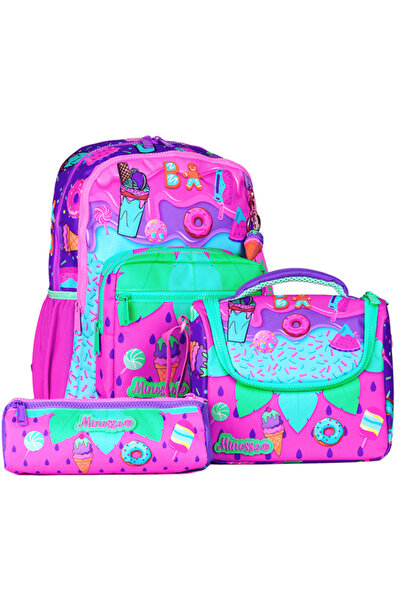 Minosso Dondurma Desenli Kız Çocuk 3'lü Okul Çanta Seti Set1003