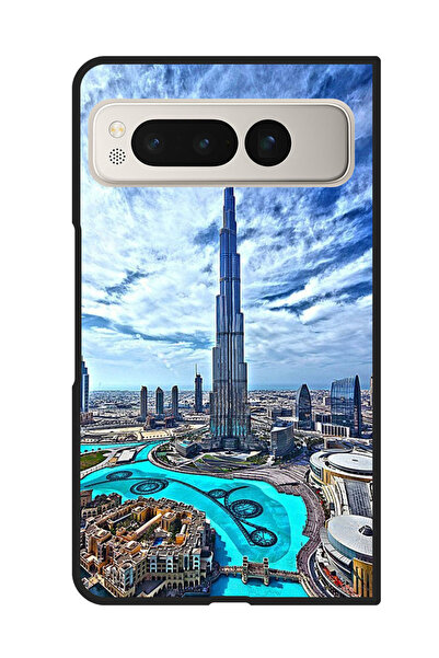 Theodor غطاء حماية مضاد للخدش والصدمات لهاتف جوجل بيكسل فولد برج خليفة في النهار