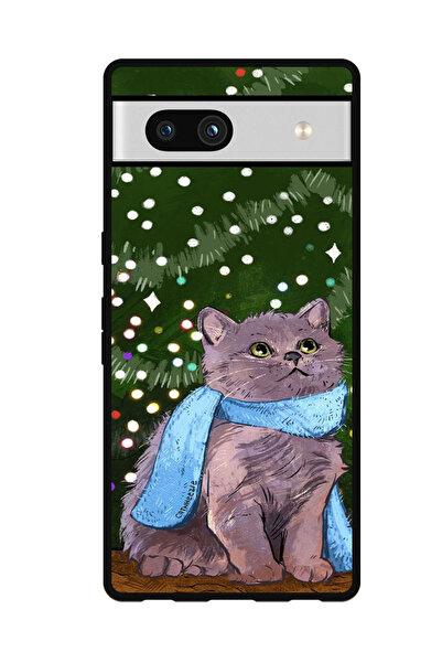 Theodor جراب واقٍ مضاد للخدش والصدمات لهاتف Google Pixel 7a بتصميم قطة لطيفة