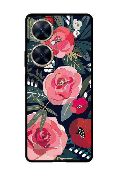 Theodor جراب واقٍ مضاد للخدش والصدمات لهاتف Huawei Nova 11i زهور وأوراق