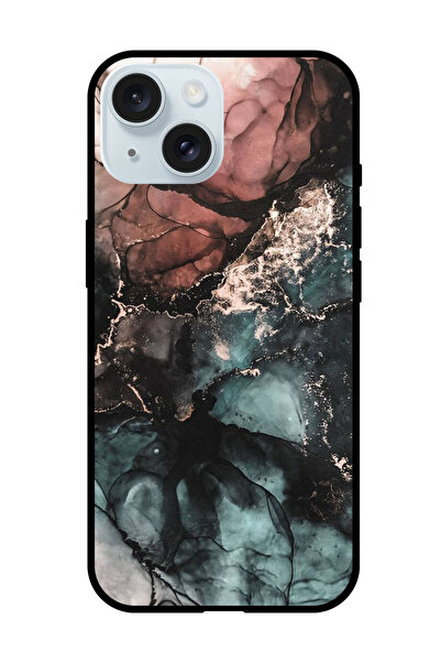 Theodor جراب واقٍ مضاد للخدش والصدمات لهاتف iPhone 15 بلون رخامي ملون