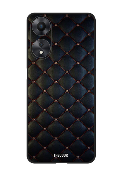 Theodor جراب واقٍ مضاد للخدش والصدمات لهاتف Oppo A98، مطبوع عليه نقشة قماش سوداء