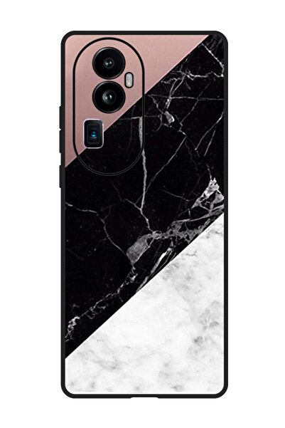 Theodor جراب حماية لهاتف Oppo Reno 10 Pro Plus، لون رمادي وأسود، سطح رخامي سادة