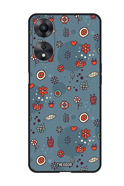 Theodor جراب واقٍ مضاد للخدش والصدمات لهاتف Oppo A98، أوراق وأزهار