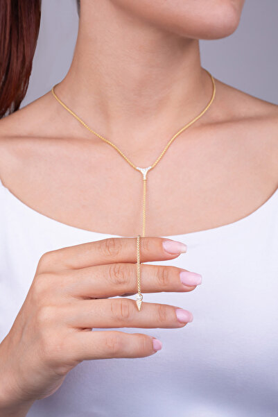 So CHIC... Calista 18 Ayar Sarı Altın Kaplama 45 Cm Gümüş Y Kolye