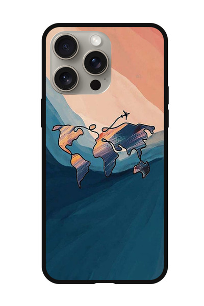 Theodor جراب واقٍ مضاد للخدش والصدمات لهاتف iPhone 15 Pro Max خريطة العالم ال...