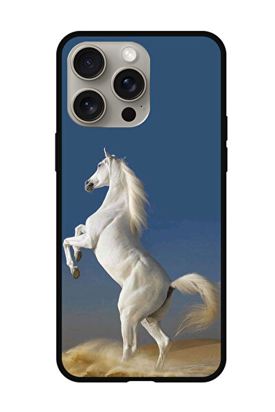 Theodor جراب واقٍ مضاد للخدش والصدمات لهاتف iPhone 15 Pro، لون أبيض، حصان