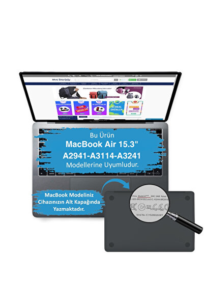 Mcstorey Macbook Air M4 M3 M2 Çip 15inç Sticker Film Koruyucu Jelatin (15.3" AİR) A2941 A3114 A3241 Uyumlu