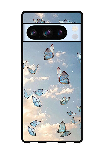 Theodor جراب واقٍ مضاد للخدش والصدمات لهاتف Google Pixel 8 Pro فراشة في السماء