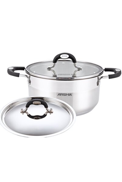 Arshia Arshia Stainless Steel Saucepan with 2 Lids 18 cm 18/10 3077