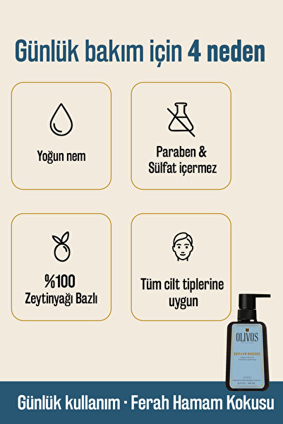 Olivos Doğal Zeytinyağlı Hamam Kokulu Sıvı Sabun Zeytinyağı El Sabunu Yoğun Nemlendirici 3 ADET 500 Ml