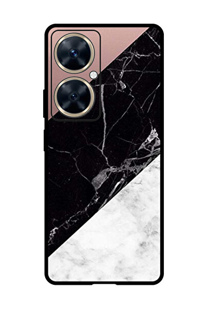 Theodor جراب حماية لهاتف هواوي نوفا 11i، لون أبيض وأسود، سطح رخامي سادة