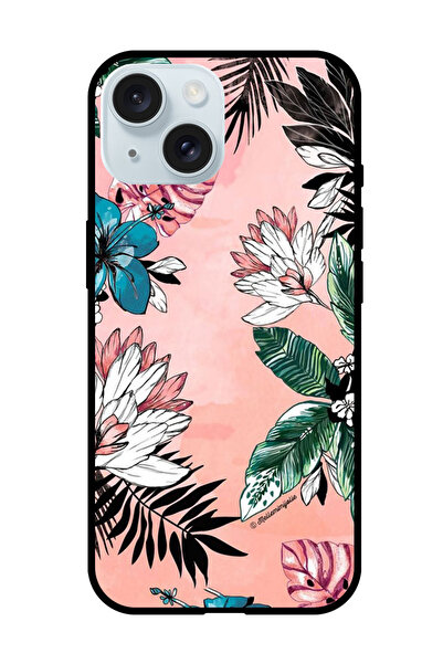 Theodor جراب واقٍ مضاد للخدش والصدمات لهاتف iPhone 15 Plus، زهور وأوراق