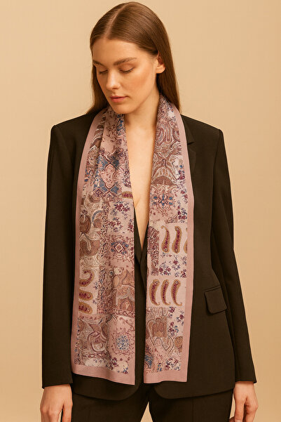 tuaipek Şahmeran Desen Kadın Saten Fular 30x165cm