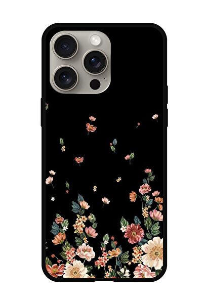 Theodor غطاء حماية مضاد للخدش والصدمات لهاتف iPhone 15 Pro، مزين بزهور على خل...
