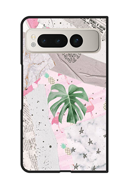 Theodor غطاء حماية مضاد للخدش والصدمات لهاتف Google Pixel Fold بتصميم أوراق القلب