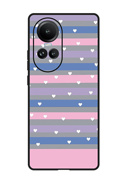 Theodor جراب واقٍ مضاد للخدش والصدمات لهاتف Oppo Reno 10/10 Pro بقلوب وخطوط ص...