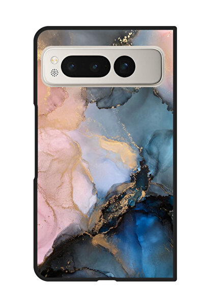Theodor جراب واقٍ مضاد للخدش والصدمات لهاتف Google Pixel Fold بلون رخامي ملون...