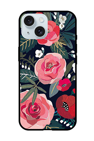 Theodor جراب واقٍ مضاد للخدش والصدمات لهاتف iPhone 15 Plus، زهور وأوراق