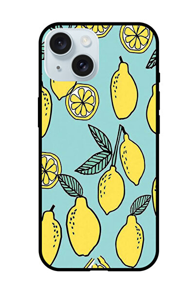 Theodor جراب واقٍ مضاد للخدش والصدمات لهاتف iPhone 15 Plus، خلفية ليمونية فير...