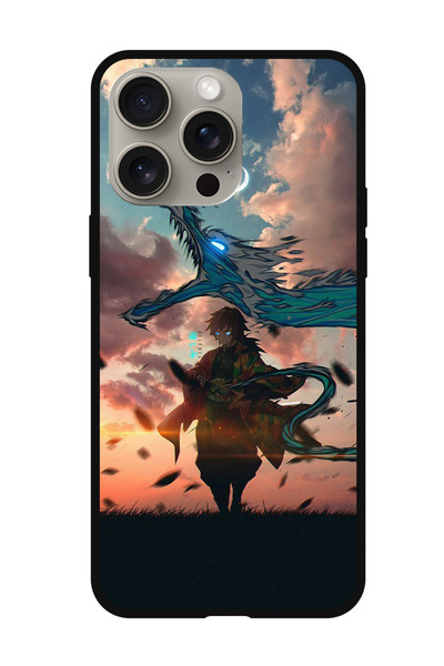 Theodor جراب واقٍ مضاد للخدش والصدمات لهاتف iPhone 15 Pro أنيمي قاتل الشياطين