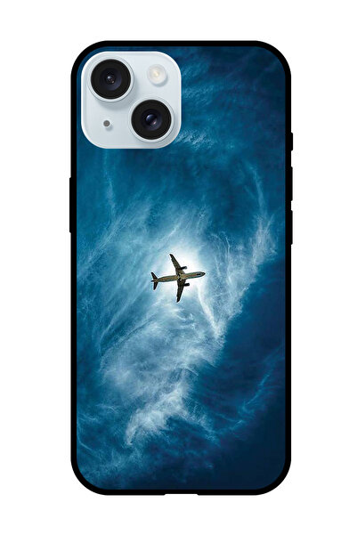 Theodor غطاء حماية مضاد للخدش والصدمات لهاتف iPhone 15 Plus، طائرة في السماء