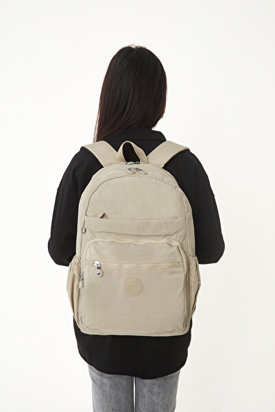 Çanta Trend Luxury Crinkle Fabric High School and Middle School Backpack + Monkey Keychain Gift