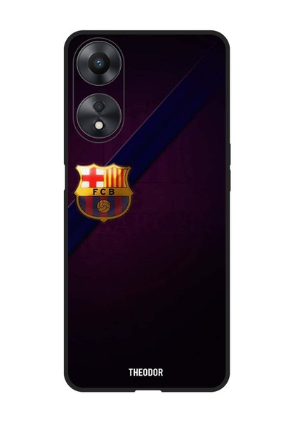 Theodor جراب واقٍ مضاد للخدش والصدمات لهاتف Oppo A98 بشعار برشلونة البسيط